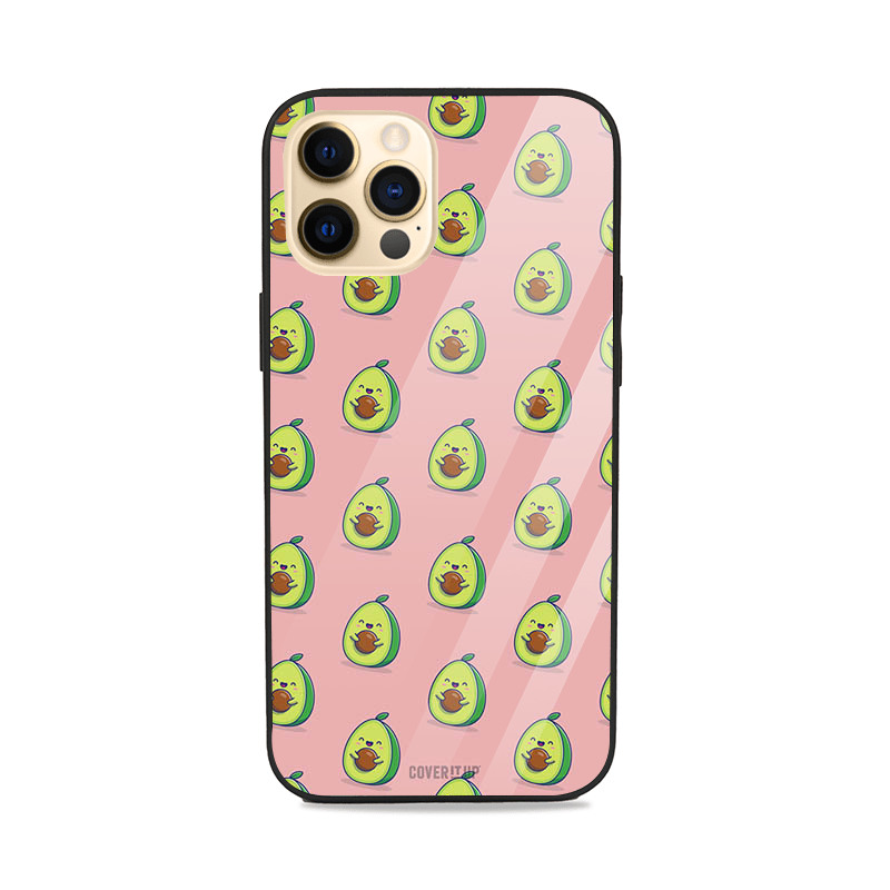 Cute Pink Avocado Pattern Glass Case