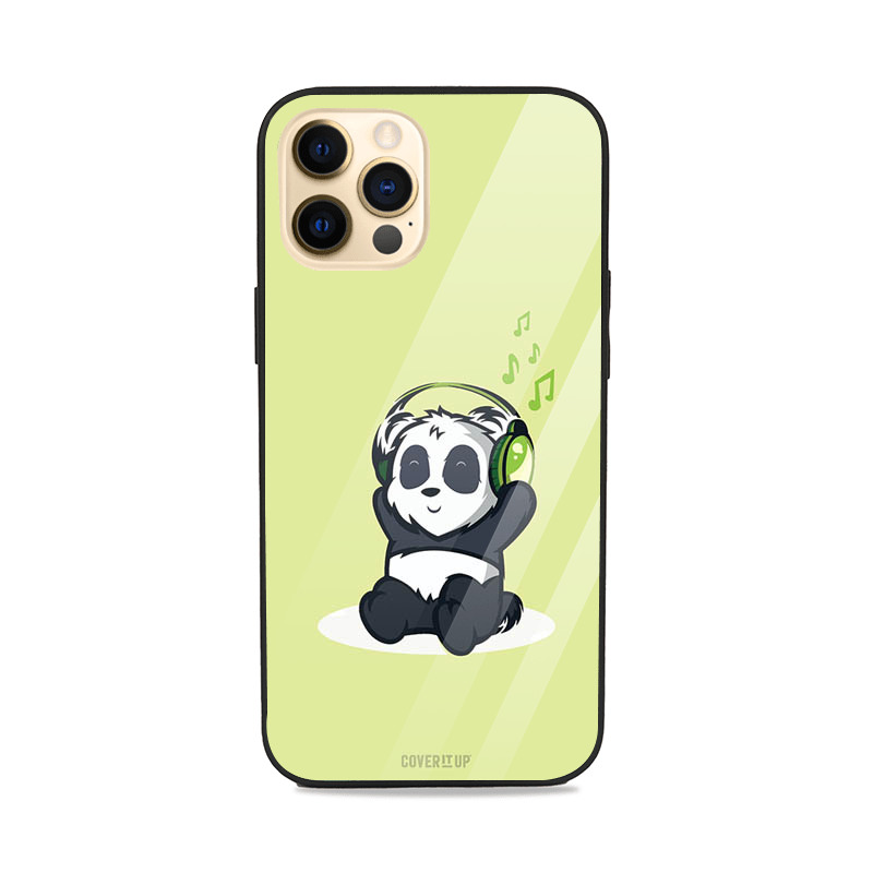 Panda Listening to Music Glass Case